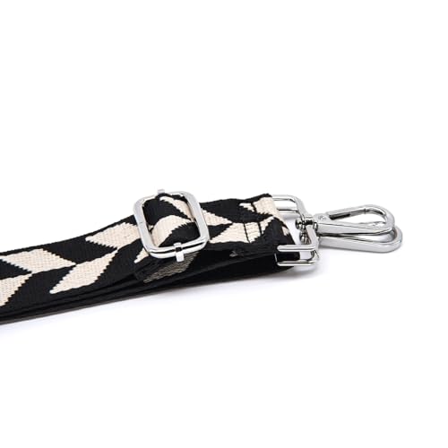 Image of S&loyoe Silver bucklePurse Straps Replacement Crossbody Bag Strap Adjustable Wide Guitar Straps for Handbags 1.5inch (Rhombus black silver)