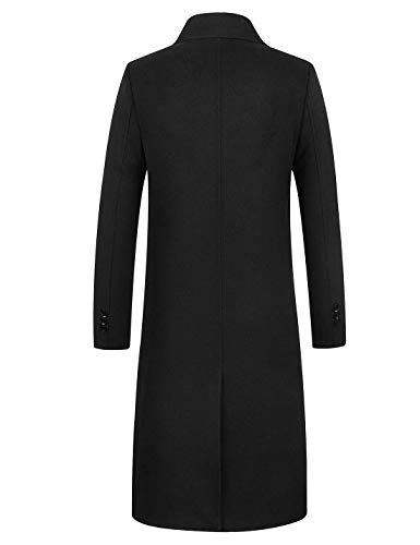 iCKER Mens Trench Coat Winter Wool Blend Jacket Overcoat Long Top Coat Warm Pea Coat