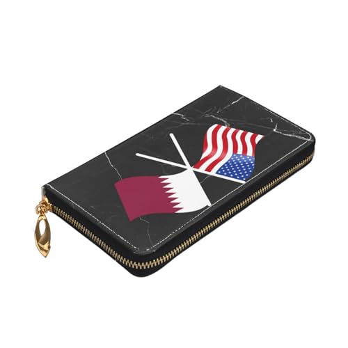 American And Qatar Flag Wallet Card Bag4