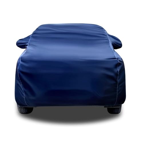 Image of Waterproof Car Cover for Maruti Suzuki Celerio | Dust Proof, UV Protection, Soft Fabric for Scratch Protection | Both Side Mirror Pockets | Triple Stitching (Navy Blue)