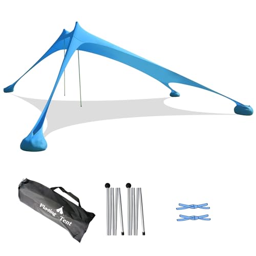 Floving Sombra de Playa con toldo para 4-5 Personas sombrilla portátil Anti-UV con Protector Solar para la Playa (Azul)