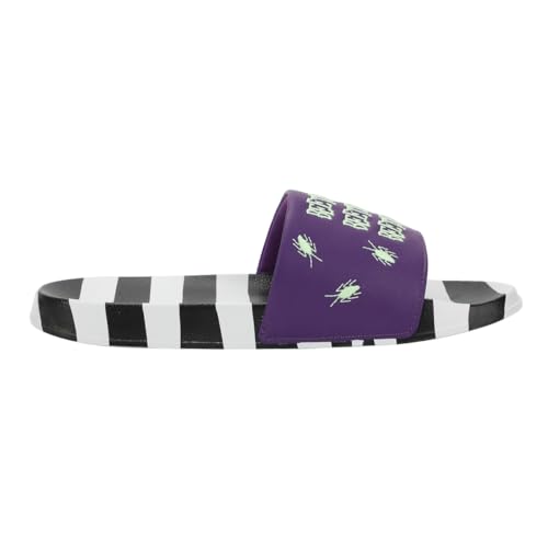 Bioworld Beetlejuice Repeat Movie Title Sandália masculina listrada preta e branca, Multicor, Small