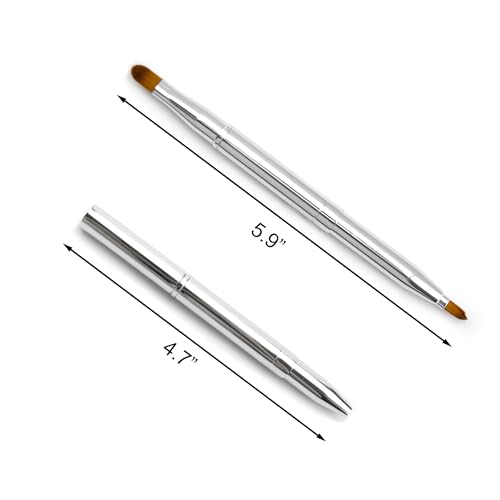 Quacc Double-ended Lip Makeup Brush, Retractable Lip Brush for Lipstick, Lip Gloss, Eyeshadow (Silver) 1 PCS