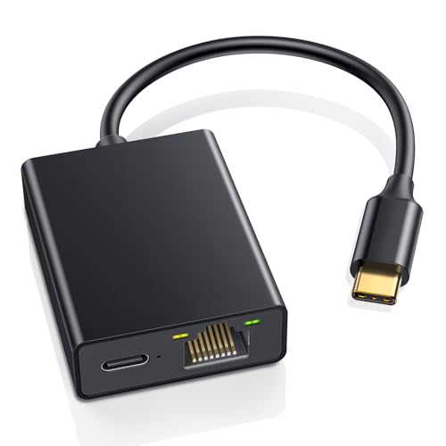 ZEXMTE USB C to Ethernet Adapter for Chromecast with Google TV- USB C to Rj45 Ethernet Network Adapter, Compatible with Chromecast Google TV (HD/ 4K), Laptop, Tablet - Adhesive Tape Include