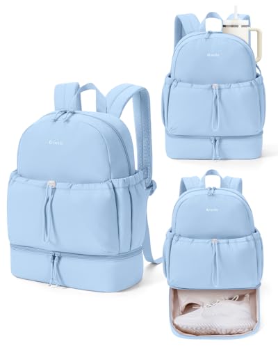 Ceneda Gym Backpack for Women, Cute Gym Bag with Shoe Compartment, Wet Pocket & Cup Holder, Puffer Dance Cheer Backpack
