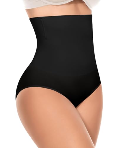 Image of Werena Tummy Control Shapewear Underwear for Women High Waisted Body Shaper Panties Slimming Girdle Shaping Briefs(1#Black(seamless),Large)