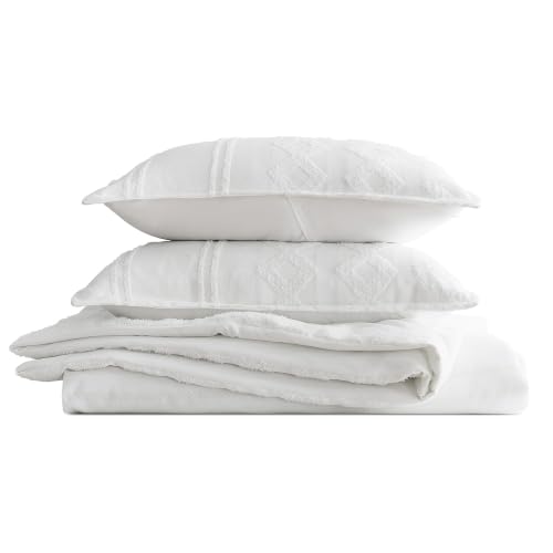 SLEEP ZONE Chic Boho Comforter Set 3 Pieces, Soft Tufted Jacquard, White by SLEEP ZONE - Used condition - Image 8
