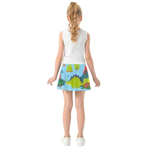 Joisal Athletic Shorts Girls Skorts Cute Dinosaurs Landscape Toddler Tennis Skirts Summer Girl Skort 3t4