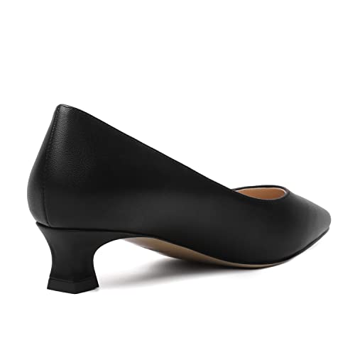 Ambelight Women's Slip On Low Heel Office Solid Kitten Casual 1.5 Inch Square Toe Matte Pumps Shoes Black Size 9.5 - Zapatillas De Tacon #TOP4