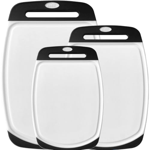 GORILLA GRIP BPA-Free Reversible Kitchen Cutting Board Set of 3, US Designed, Nonporous, Juice...