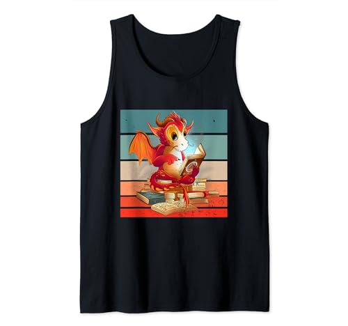 Niedliches Drachen-Fantasiebuch, Drachen-Buchliebhaber, der Tank Top