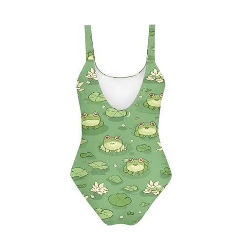 Image of One Piece Bathing Suit for Teen Girls Comfy Crewneck Backless Bathing Suit