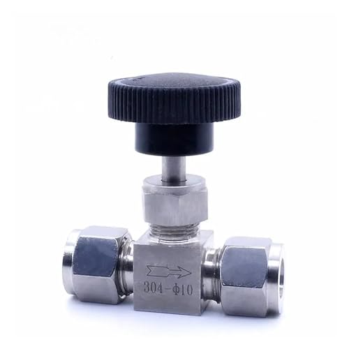 Válvula de aguja de 8mm en acero inoxidable 304 con diseño recto negro para control de flujo 3