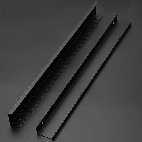 Image of Ravinte 10 Pack Finger Pulls for Cabinets 400mm /15.75 inch Length Black Pulls