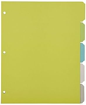 Office by Martha Stewart Binder Dividers, 5 Tab, Letter Size, Multi-Colored Plastic (28753)
