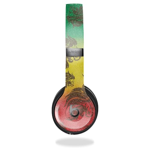 Image of Glossy Glitter Skin Compatible with Beats Solo 4 - Rasta Lion - Premium 3M Vinyl Protective Wrap Decal Cover - Easy to Apply | Crafted in The USA by MightySkins