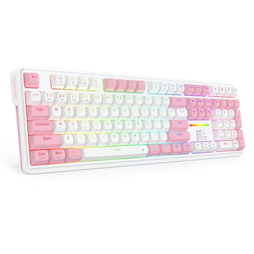 Image of Redragon K745 PRO Wireless Gasket RGB Gaming Keyboard, 108 Keys Mechanical Keyboard w /Extra 4 Hotkeys, Hot-Swap Socket, 5-Layer Noise Dampening, See-Through Round PBT Keycaps, Creamy Linear Switch