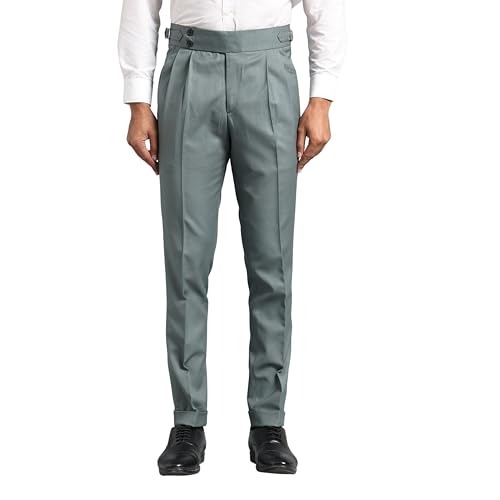 Image of Gurkha Pants for Men | Trouser for Men | Formal Pant | Double Button | Regular Fit Trouser High Waist Pleated Casual Trousers | Straight Leg Pants for Office Smart Casual Travel Party