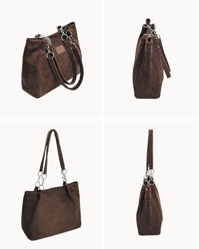 Image of Ulisty Women Suede Fabric Tote Bag Casual Shoulder Bag Daily Purse Fashion Shopper Handbag