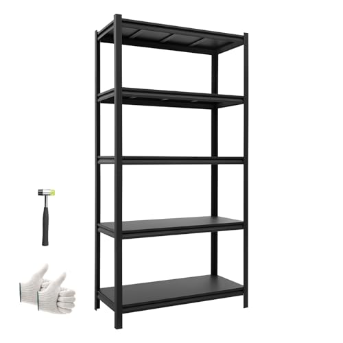 Image of VEVOR Storage Shelves, 5-Tier Adjustable, 3000 lbs Capacity, Heavy Duty Garage Storage Shelving Unit, Metal Utility Rack Shelf, for Garage Warehouse Basement Kitchen, 36.42 inch W x 16.42 inch D x 71.38 inch H