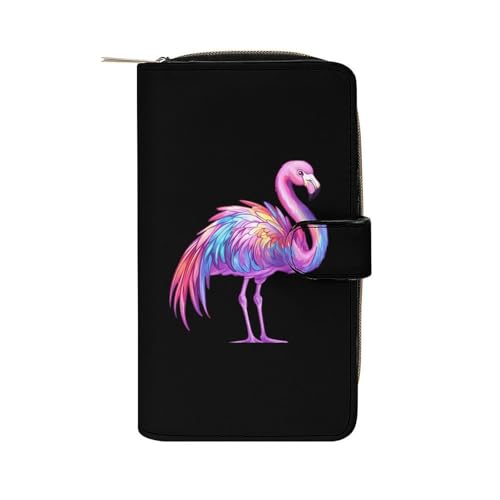 Transgender Flamingo Women's Long Wallets Leather Card Holder Purse Zippered Buckle Clutch Handbag