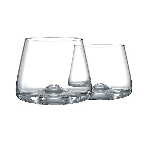 Greenline Goods Whiskey Glasses Set | Large 14 oz Crystal Glass | Hand Blown Set of 2 - Uniquely Designed Bourbon & Scotch Tasting Glasses - Old Fashioned Cocktail Rocks Wisky Glasses