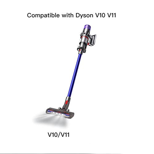 Upgraded Hardwood Floor Vacuum Attachments with Headlights for dyson V10 V11,Replacement Parts Motorhead for Dyson ,Soft Roller &PP Bristle Motorized Brush Accessories for Marble,Carpet,Rug Cleaning.
