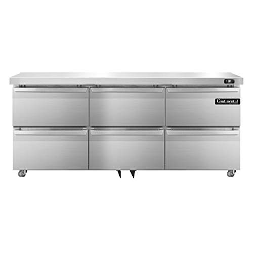 Continental Refrigerator DL72-SS-U-D Designer Line Three Section Undercounter Refrigerator, 72