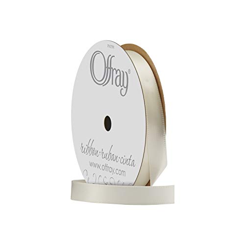 Image of Berwick 061534 3 /8 inch Wide Single Face Satin Ribbon, Antique White Ivory, 6 Yds