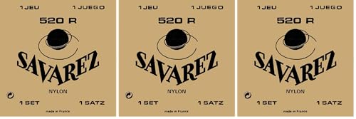 Savarez 520R Cordes Guitare Classique Lot de 3 Jeux Tension Forte
