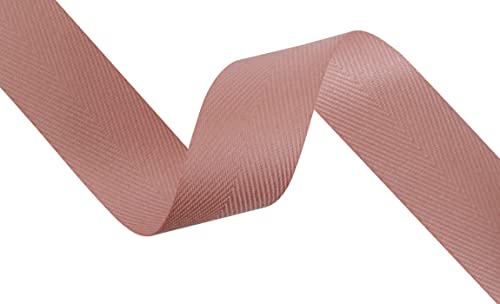 Joycrosso Herringbone Tape Twill Ribbon Soft Handle, Great for Gift Wrapping Craft Sewing 25mm x 22 Meters - Antique Mauve - Image 2