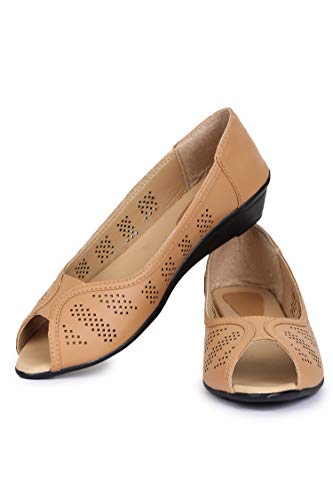 Image of Shezone Beautiful Beige Colour Synthetic Material Bellies for Womens from 4624 Beige