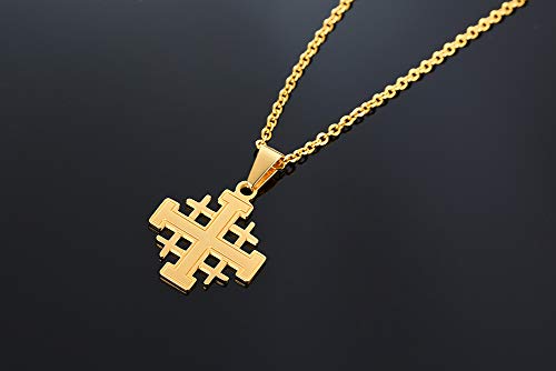 Hisatan Stainless Steel Jerusalem Crusaders Knights Templar Cross Pendant Necklace for Men Women,Free 24" Chain3