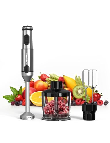 Immersion Blender Handheld GAVASTO Hand Blender,20 Speeds and Turbo Mode Hand Mixer, 3-in-1 Heavy Duty Copper Motor Stainless Steel image 3