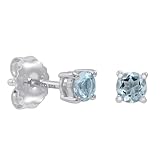 Aquamarine Stud Earrings Set in Sterling Silver (4mm 1/2ct tgw)