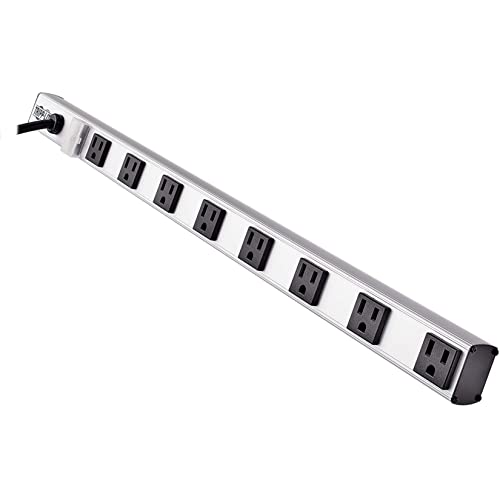 Tripp Lite 8 Right Angle Outlet Bench & Cabinet Power Strip, 24 in. Length, 15ft Cord with 5-15P Plug (PS2408RA),Black/Gray #1