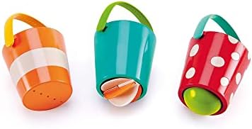 Hape Happy Buckets Set , Three Water Wheel Bath Time Toys for Toddlers, Multicolour
