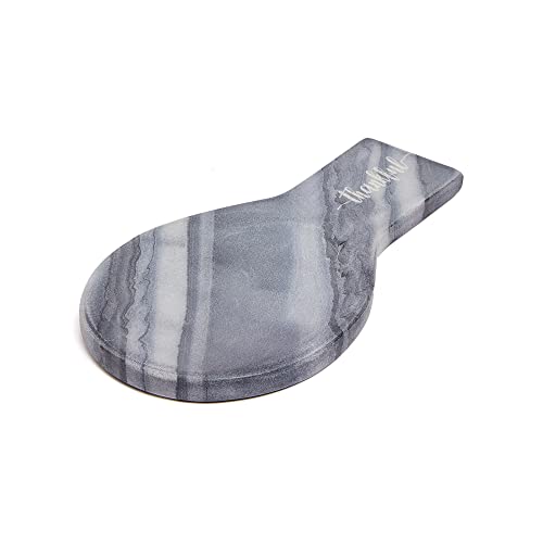 Lexi Home Marble Grey 'Thankful' Stovetop Spoon Rest, Utensil Holder For Cooking & Serving Utensils, Rest For Kitchen Countertop, Home Decor, Heavy Duty Stone Material, Easy Clean, Housewarming Gifts #TOP24