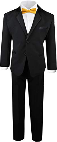 Black n Bianco Boy's Modern Tuxedo Dresswear Set (10, Gold)