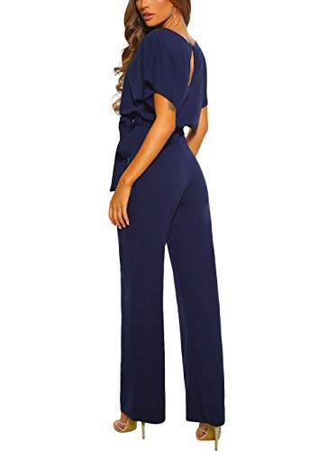 Damen Jumpsuit mit langen Ärmeln und O-Ausschnitt