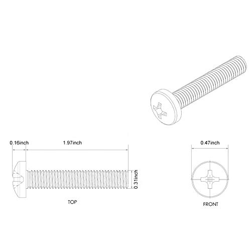 M8-1.25 x 50mm 304 Stainless Steel Cross Phillips Machine Screw Bolt for Samsung KS8000 Series TV Wall Mount Bracket, Fully Threaded 25pcs
