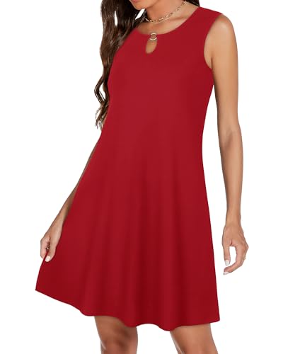 Image of Summer Dresses for Women 2026 Casual Sleeveless Sundress Floral Loose Fit Beach Cover Up with Pocket