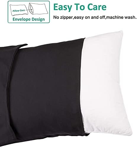 Rohi 6ft Full Body Pillow with Black Pillowcase Cover -Orthopaedic 19"x 72" Super King Bed Size Long Bolster Support Pillow - Maternity Nursing Back & Neck Support Pillows - Side Sleeper Pillow