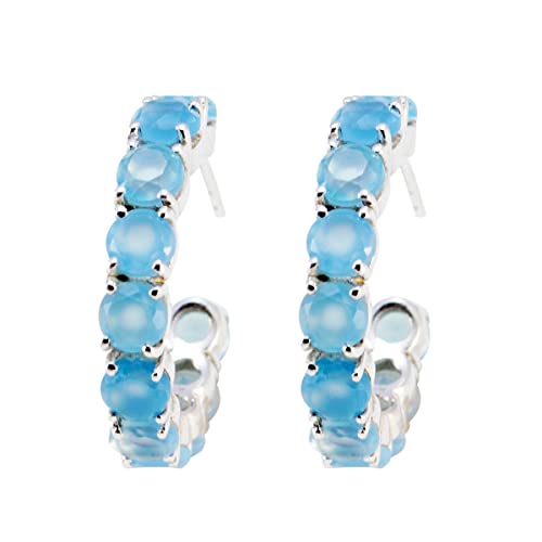 Boucle d'oreille bleu calcédoine en argent le cadeau idéal pour femme
