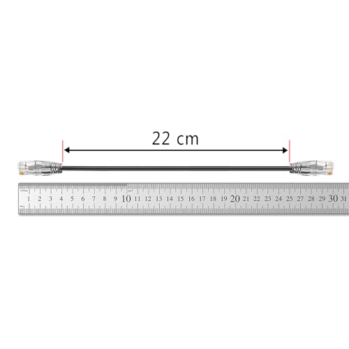 Cat6a Câble de correspondance 1FT - 24 Faites votre valise, Ercielook Cat6a Câble Ethernet, 10Gbps 550Mhz Câble réseau haute vitesse, 28AWG Cuivre pur Court LAN Cord pour le panneau de patch / Cabinet de réseau - noir