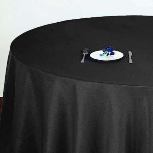 Efavormart 120" Wholesale Round Tablecloth Polyester Round Table Linens for Wedding Party Banquet Restaurant - Black