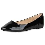  SCARPE VITA Damen Klassische Ballerinas Elegante Slip On Schuhe Lack Slipper Flache Abendschuhe Flats Glitzer 181580 Schwarz Lack 40