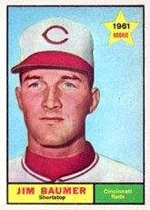 1961 Topps Regular (Baseball) card#292 Jim Baumer of the Cincinnati Reds Grade Excellent to Excellent Mint