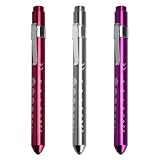 HENGBIRD Pupillenleuchte Led Stiftlampe 3er Set In Lila, Rosa, Silber Penlight Taschenlampe Diagnostikleuchte Mit Clip Und Skala FüR Augenuntersuchung Rettungsdienst ZubehöR Pflege ZubehöR