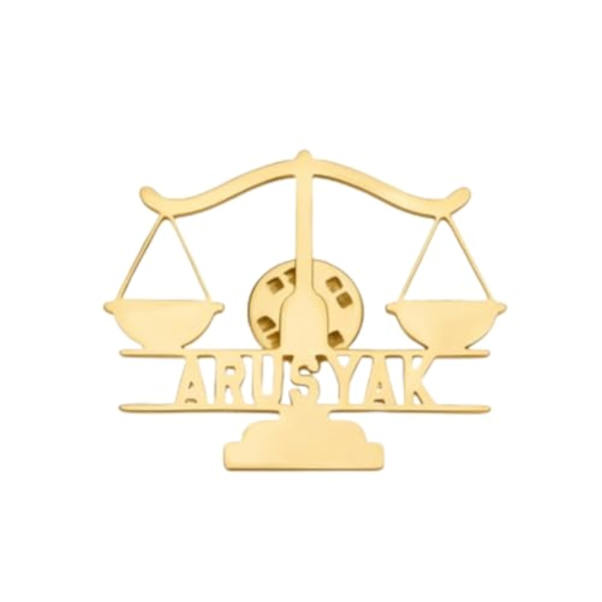 Personalized Scales of Justice Initials Lawyer Brooch